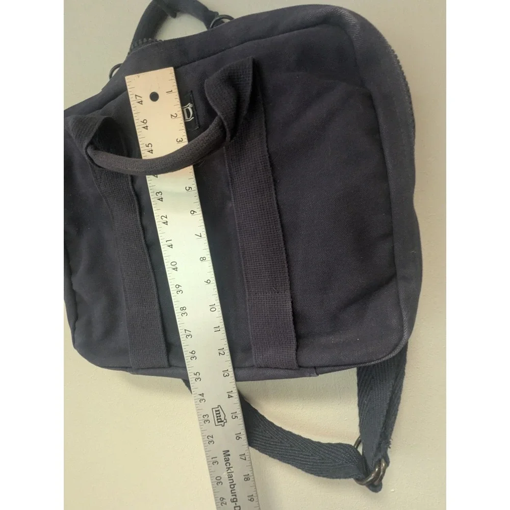 Vintage Lands' End Navy Blue Canvas Messenger Shoulder Bag Organizer‎ Travel